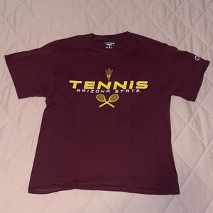 ASU tennis shirt size medium color maroon, brand champion